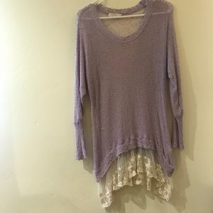 FREE PEOPLE Purple Tunic Lace Top